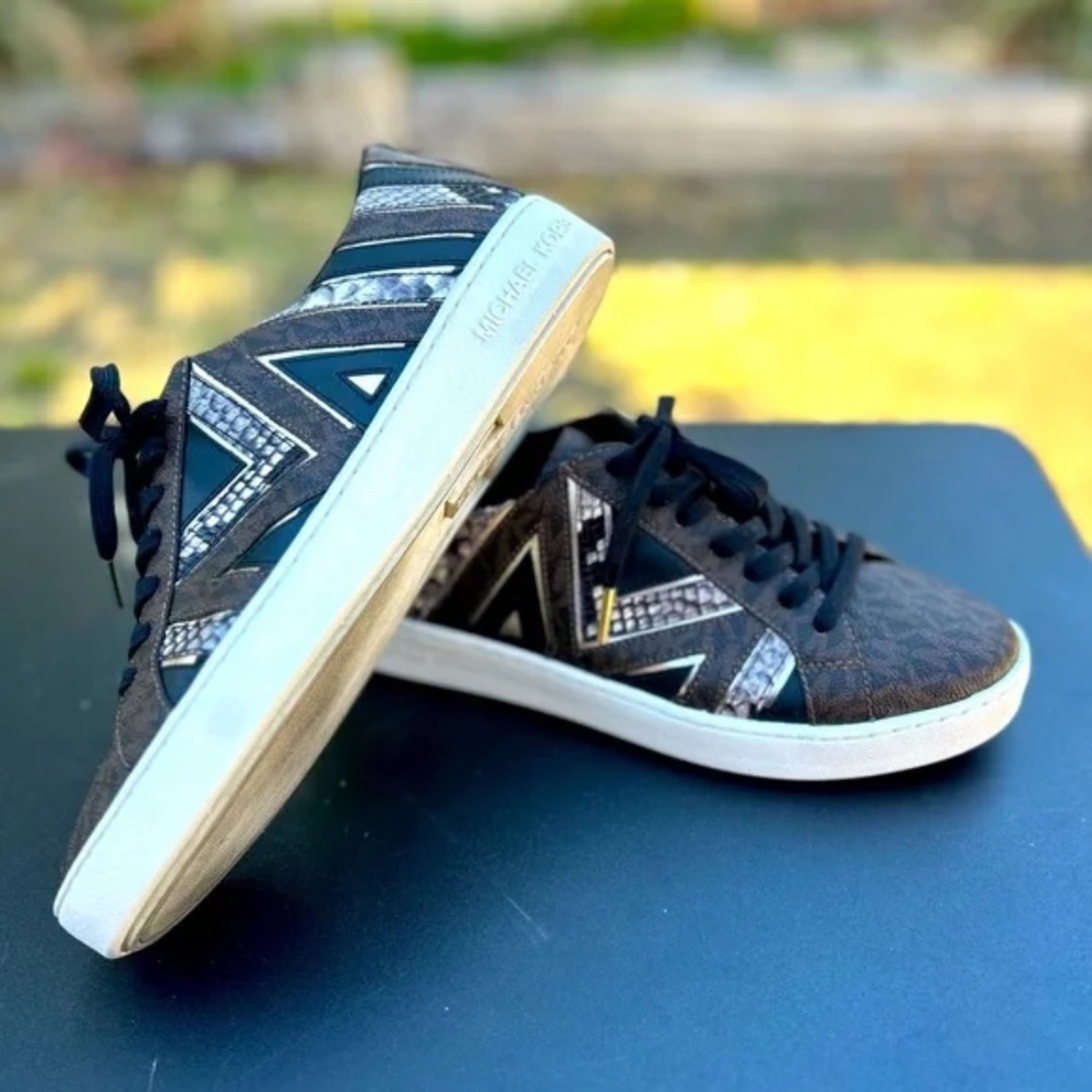 Michael Kors Brown and Black Logo-Print Sneakers - Make Offer